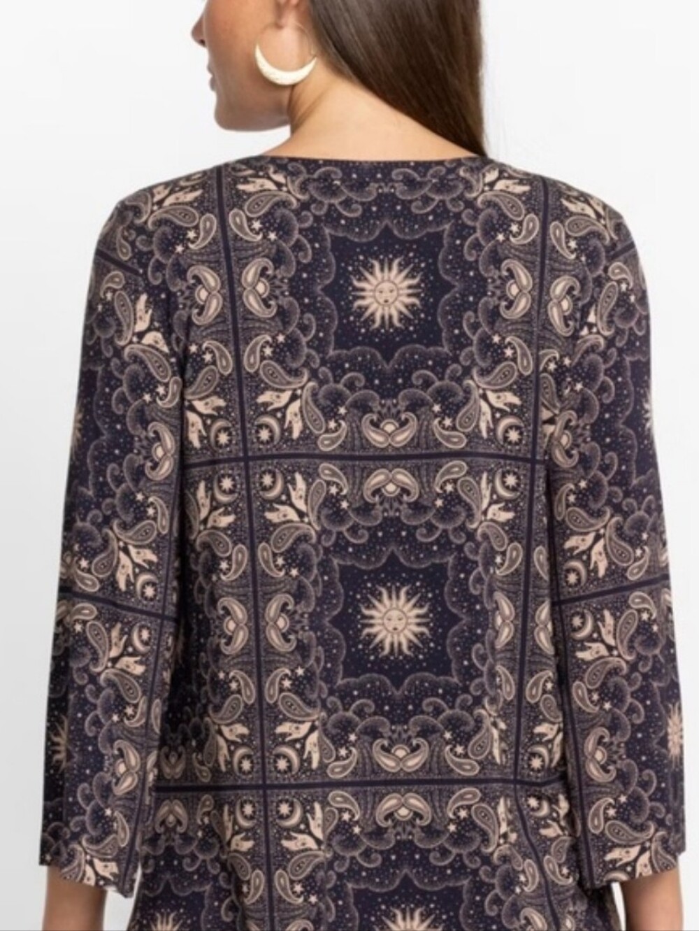 Johnny Was Runa Button Front Henley Large Top - Picture 7 of 8